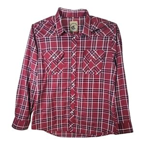 Coevals Club Western Style Red Plaid Pearl Snap Button Down Shirt XL
